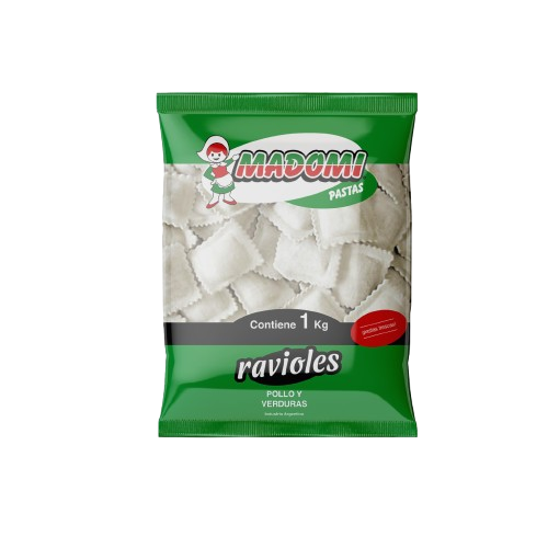 Ravioles de pollo y verduras